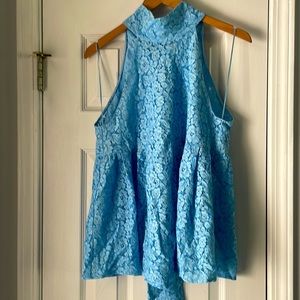Zara Lace Blue Top Sz M
